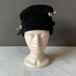 Borsalino Italy Black Wool Cloche Hat Women’s Vintage Sculpted Design Otti Moll